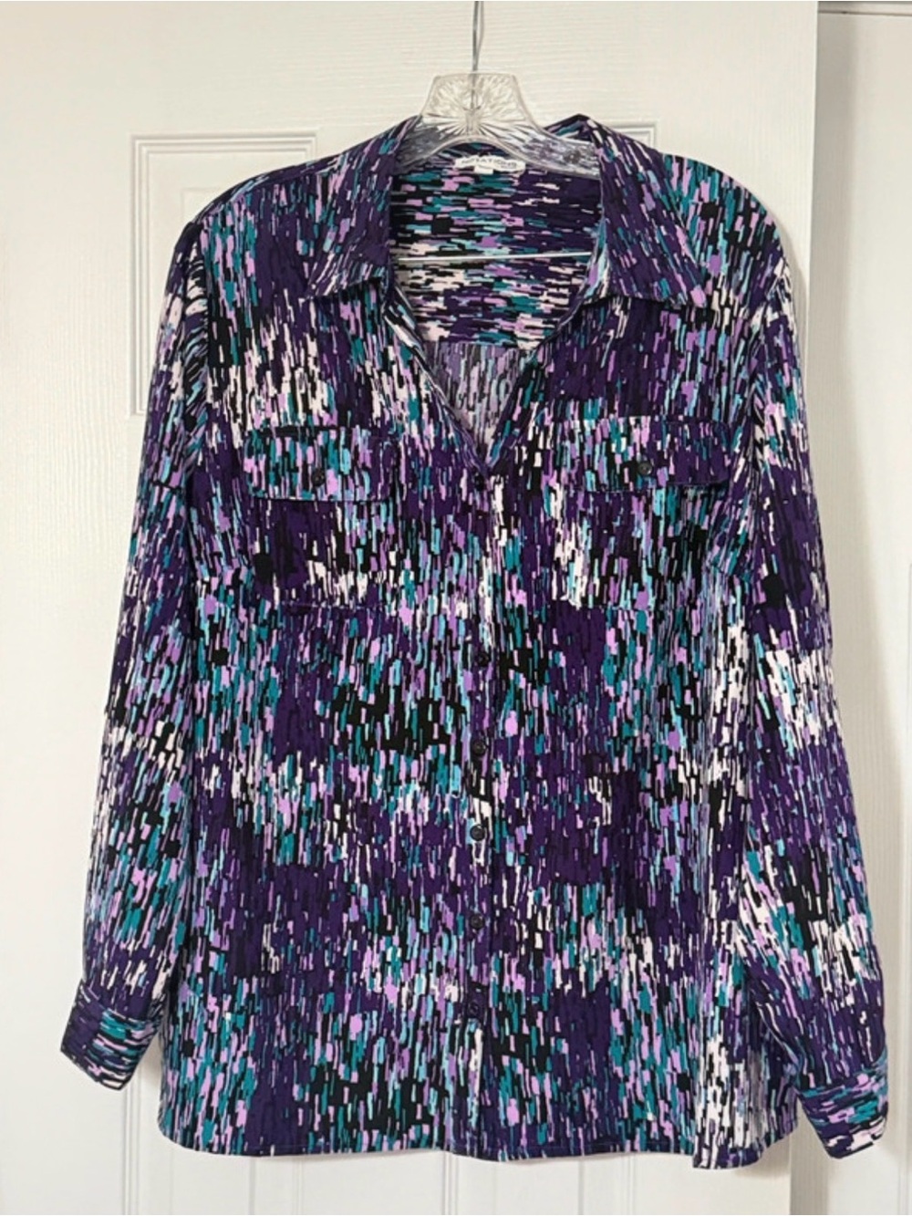 Notations long-sleeve button-down blouse Size US 1X.